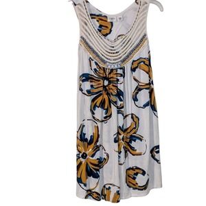 Cato Woman Floral Print Sleeveless Crochet‎ Neck Tunic Dress 18W